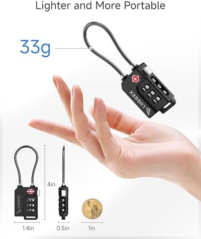 LUGGEX Suitcase Locks, Luggage Locks, TSA Approved Luggage Locks, Gift Box, Ease of Use & Durable(Black,4 Pack) | Travel Lock, Gym Lock, Gift Box, Ease of Use & Durable (Black,4) - Image 3