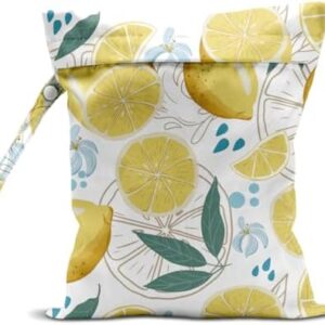 Wet Bag for Swimsuit Pool Travel Baby Cloth Diapers Dirty Yoga Gym Clothes Beach Bags Summer Gifts for Women Men Beach Vacation Essentials Lemon Waterproof Wet Dry Bag Travel Laundry Bags