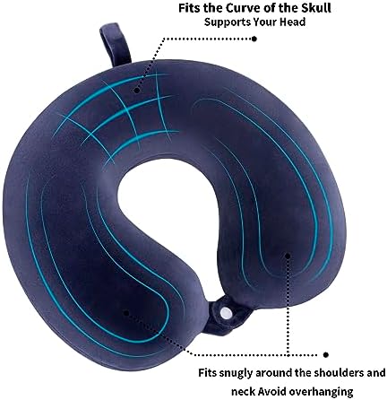 WENGX Travel Pillow Neck Pillow Memory Foam Travel Pillows Head Support Cushion for Airplane Train Car Office Travel Essential Flight Pillows for a Long Hauls Sleeping Rest (Navy Blue) - Image 4