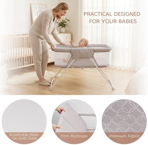 Foldable Baby Crib With Mosquito Net for home or travel | Baby Bed, Travel Cot, Gift for Newborn(0-9kg),Travel bed, compact fold crib,Cradle,Rocking function,Lightweight - Image 4