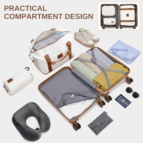Kono Suitcase Lightweight ABS+PC Hard Shell Carry-Ons Cabin Case 12'' and 20'' Luggage Set with TSA Lock Luggage Sets of 4 Piece Included Duffels Bag & Toiletry Bag for Travel（Cream White） - Image 3