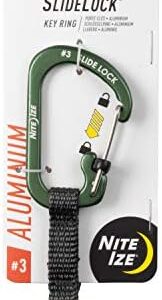 Nite Ize CSLAW3-08-R6 Locking Carabiner Keychain with Webbing, Olive