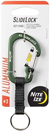 Nite Ize CSLAW3-08-R6 Locking Carabiner Keychain with Webbing, Olive