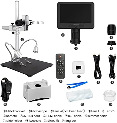 Andonstar AD246S-M HDMI Digital Microscope - 2000x, 3 Lens 2160P UHD Video Record, 7 Inch LCD Soldering Microscope - Image 7