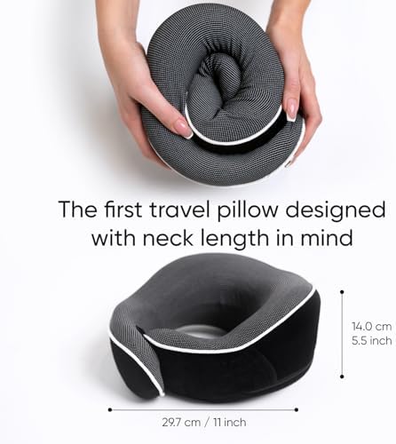 Proglobe Travel Pillow, Memory Foam Neck Pillow Set, Orthopedic Pillow, Travel Essentials for Flying, Kit with 3D Contoured Sleep Mask and Luxury Mesh Bag (Black) - Image 5