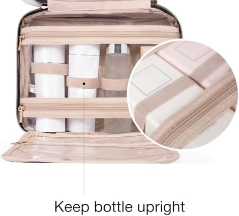 BAGSMART Hanging Toiletry Bag Travel Large Capacity Wash Bag Womens Makeup Cosmetic Bag, Travel Accessories for Full Sized Container (Medium-Pink) - Image 5