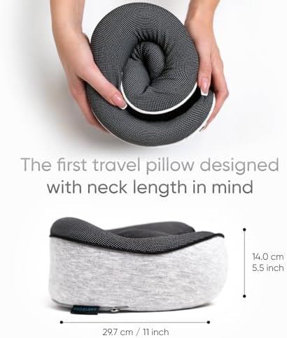 Proglobe Travel Pillow, Memory Foam Neck Pillow Set, Orthopedic Pillow, Travel Essentials for Flying, Kit with 3D Contoured Sleep Mask, Earplugs and Luxury Mesh Bag (Grey) - Image 5