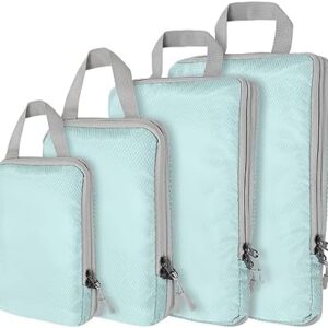 Compression Packing Cubes,4 Set Ultralight Packing Cubes for Carry on Suitcase, Travel Packing Essentials for Suitcase Organizer Bags Set, Durable Travel cubes for Luggage (Set of 4, Lake Blue)