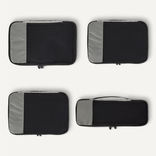 Amazon Essentials 4-Piece Packing Cubes Travel Accessories Set, Luggage Organiser with Double Zip, Mesh Top, 100% Polyester, Small/Medium/Large/Slim, Grey (Previously Amazon Basics) - Image 5