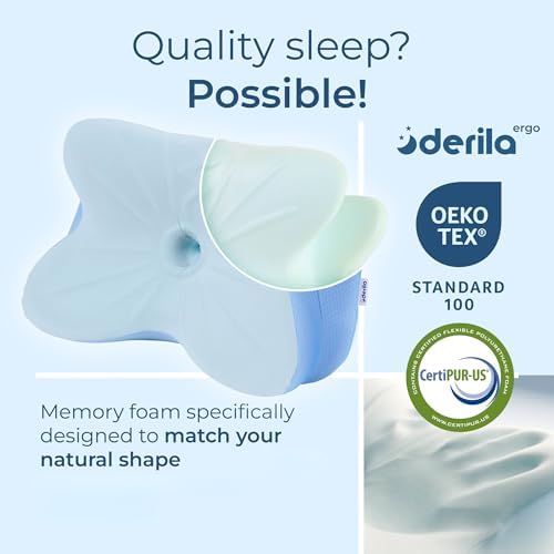 Derila ERGO Memory Foam Pillow. Cervical Neck Pillow for Back, Stomach & Side Sleeper. Butterfly Form Pillows for Neck and Shoulder, size 54x36x12cm - Image 6