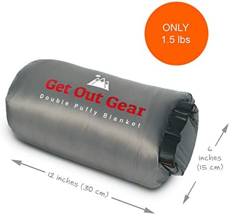 Get Out Gear Double Puffy Camping Blanket - Extra Puffy, Packable, Lightweight and Warm | Ideal for Outdoors, Travel, Stadium, Festivals, Beach, Hammock | Water-Resistant Camp Quilt (Teal Blue/Gray) - Image 4