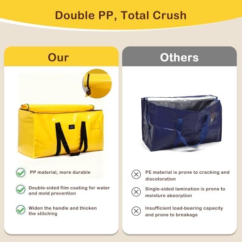 Moving Bags and Storage Bags - 95L Heavy Duty Moving Boxes with Reinforced Bottom & Wrap-Around Handles, Tear-Resistant Reusable Larege Packing Bags for Home, College Dorm, Christmas Decor, 6 Pack - Image 6