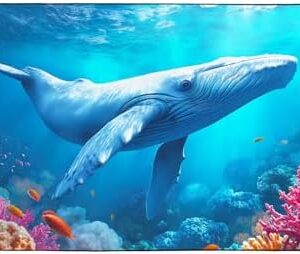 Blue Whale Beach Towel, Extra Large 180x90 cm 250GSM Microfibre, Sand Free Quick Dry, Ideal Vacation Gifts with Carry Bag for Pool Cruise Camping
