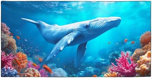 Blue Whale Beach Towel, Extra Large 180x90 cm 250GSM Microfibre, Sand Free Quick Dry, Ideal Vacation Gifts with Carry Bag for Pool Cruise Camping