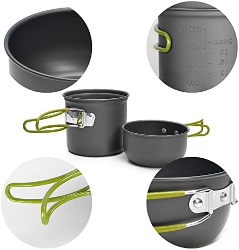Odoland Camping Cookware Kit, Outdoor Cooking Set Non Stick Pot and Pans Lightweight Backpacking Hiking Utensil Gear for 1 to 2 People Traveling Trekking and Camping - Image 3