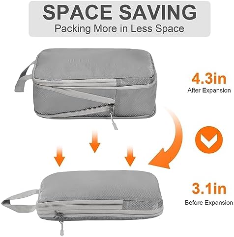 Compression Packing Cubes,4 Set Ultralight Packing Cubes for Carry on Suitcase, Travel Packing Essentials for Suitcase Organizer Bags Set, Durable Travel cubes for Luggage (Set of 4, Grey) - Image 4