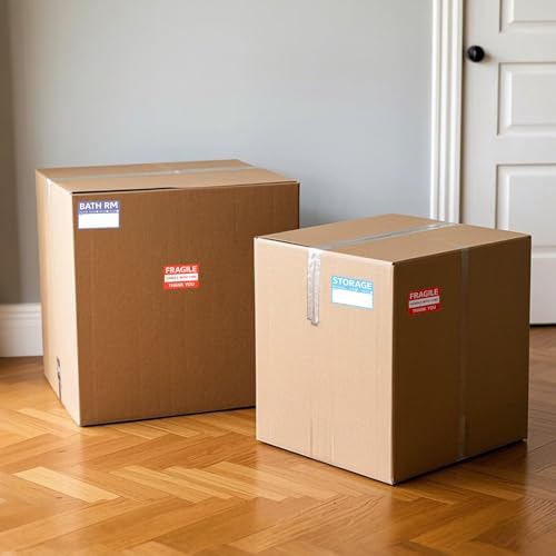 Home Moving Labels Vinyl 8 Color Coded Packing Box Stickers with Fragile and Blank Customizable Writable Notes Areas Tag 76.2 × 50.8 mm for House Wardrobe Furniture Apartment 128 PCS - Image 2