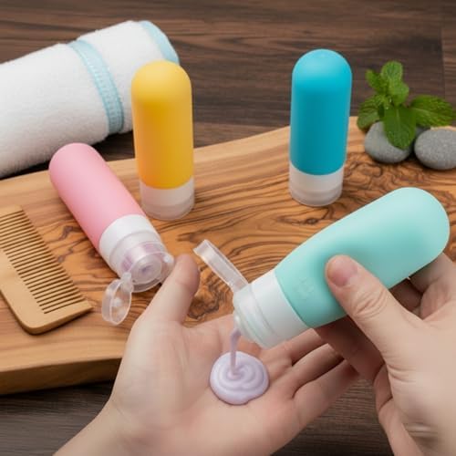 Laxen 16 Pack Travel Bottles for Toiletries, Leakproof Silicone Refillable Set with Clear Toiletry Bag, Cabin Size Carry On Flight Essentials, TSA Approved for Shampoo, Lotion & Cream - Image 6