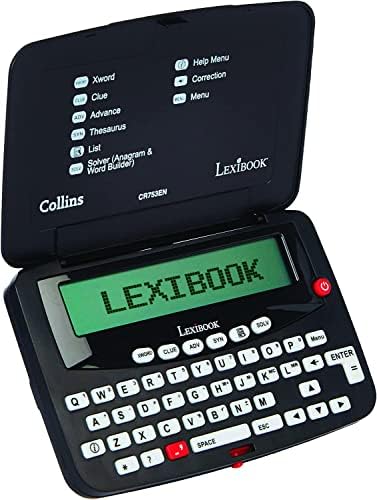 Lexibook, Collins Crossword, Bradford, Phonetic spell-correction, Anagram solver, words games, Electronic, with battery, black/white, CR753EN