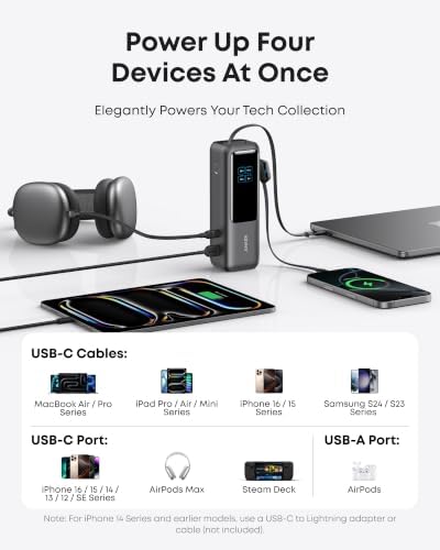 Anker Laptop Power Bank, 25,000mAh Portable Charger with Triple 100W USB-C Ports, Built-in Retractable Cables, Flight-Approved for Travel, iPhone 17/16 Series, Samsung, and More - Image 5