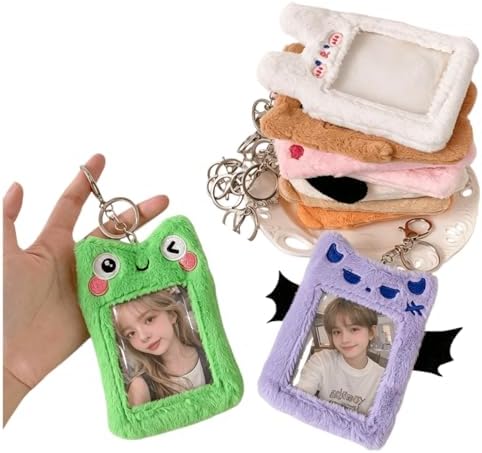 Cute Rabbit Plush Photo Holder, ID Card Holder with Keychain, Protective Case for Photocards, Bank Card, Backpack, Decoration for Backpack, Gift for Girls and Fans (A14) - Image 4