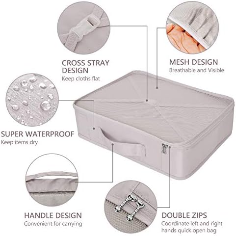 Packing Cubes 8 Sets Travel Luggage Organizers with Waterproof Shoe Storage Bag Compression Pouches(Grey) - Image 2
