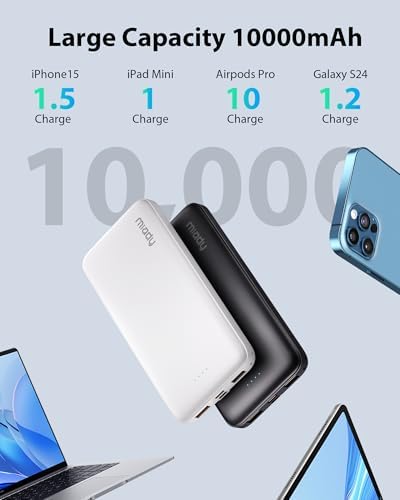 【2 Pack】Miady 10000mAh Power Bank, 22.5W Fast Charging Portable Charger USB C In&Output High-Speed Battery Pack Compatible with iPhone 17/16/15,Galaxy S25/S24, Android, iPad - Image 4
