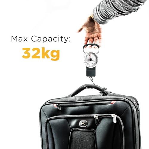STATUS Mechanical Luggage Scale with 1 m Tape Measure, Portable Analog Travel Weighing Scale up to 32 kg Capacity for Suitcases & Bags, (SMLSCALE1PK4) - Image 3