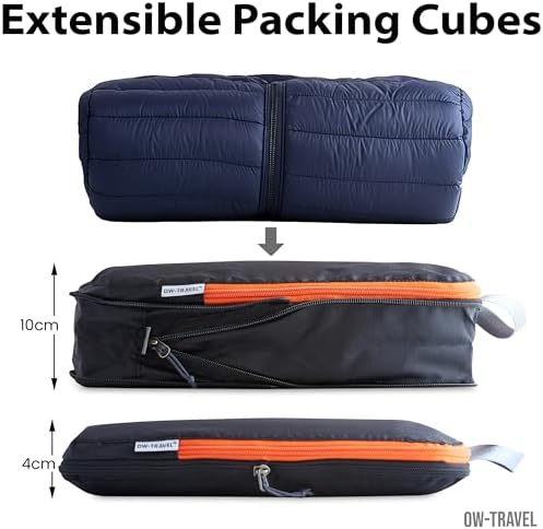 OW-Travel Compression Packing Cubes for Suitcases, Black, Large, 4 Pack Set | Compressible suitcase organiser bags and travel clothes dividers for luggage, backpacks, suitcase storage and holiday packing - Image 6