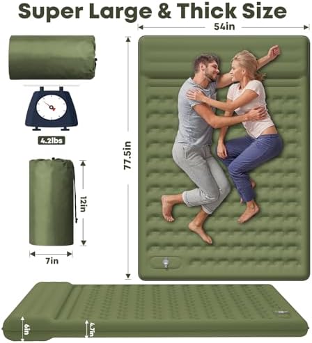 Camping Air Bed 12-15CM Extra Thick, Reinforced Support Structure with Built-in Foot Pump and Pillow Portable Camping Sleeping Mat Air Mattress for Tent Backpacking Hiking Travel - Image 5