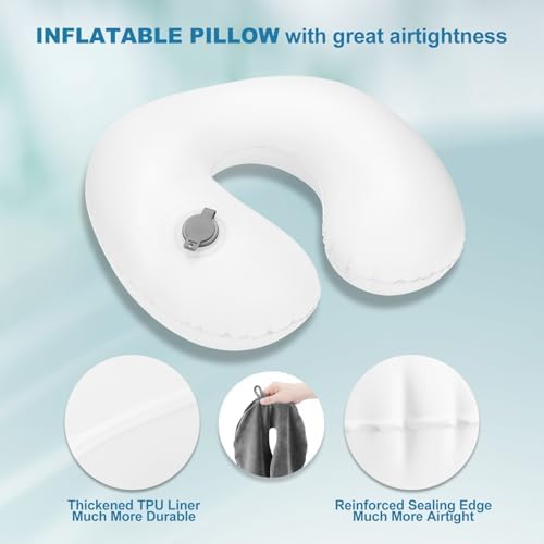 Cirorld Inflatable Travel Pillow, Blow up Neck Pillow for Travel, Lightweight Inflatable Travel Pillow for Airplane with Eye Mask and Earplugs—Travel Essentials for Flying, Grey - Image 8