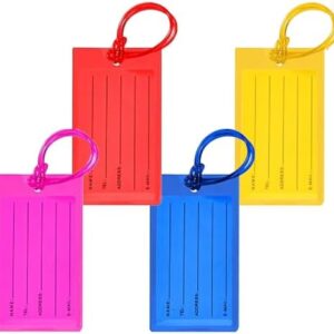 Durable Leather Luggage Tags Set of 4 – Premium Travel Bag ID Labels, Secure Strap, Personalized Name Card Included