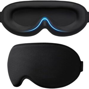 Gritin 100% Blackout Sleep Mask for Women & Men-Zero Eye Pressure Eye Mask for Sleeping, 3D Cutout Eye Movement, Ultra Soft & Comfortable Blindfold for Sleep/Travel Essentials-EarPlugs Included