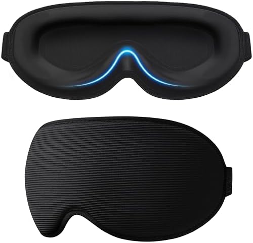 Gritin 100% Blackout Sleep Mask for Women & Men-Zero Eye Pressure Eye Mask for Sleeping, 3D Cutout Eye Movement, Ultra Soft & Comfortable Blindfold for Sleep/Travel Essentials-EarPlugs Included