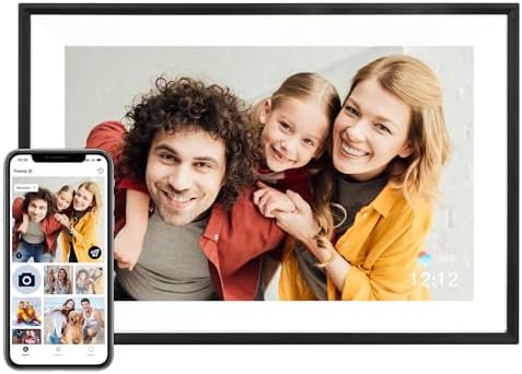 AEEZO Digital Photo Frame WiFi, 32GB 1280 * 800 IPS Touchscreen, Sleep Mode, Electronic Photo Frame, Quick Remote Upload of Videos and Photos via AiMOR Software(Black)