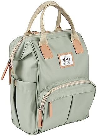 BÉABA - Baby Changing Backpack - Large Storage Volume - Changing Mat Included - Multiple Pockets - Large Opening - Isothermal - Multifunction Travel Bag - Wellington - Sage Green - Image 5