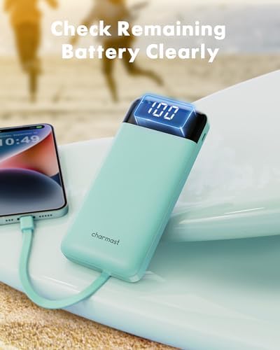 Charmast Power Bank with Built in Cables X 4, 10000mAh Portable Charger 6 Outputs 3 Inputs Travel Essentials, LED Display Type C Powerbank, Slim USB C Battery Pack Compatible with iPhone17/Samsung etc - Image 8
