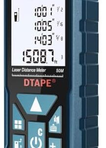 Laser Measure, DTAPE Digital Laser Distance Meter, Upgraded High-Accuracy Laser Measuring Tool, Electronic Tape Measure, 2" Backlit LCD Display, Area/Volume/Indirect Measurement, in/Ft/Ft+in/M