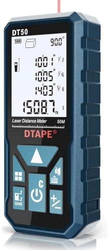 Laser Measure, DTAPE Digital Laser Distance Meter, Upgraded High-Accuracy Laser Measuring Tool, Electronic Tape Measure, 2" Backlit LCD Display, Area/Volume/Indirect Measurement, in/Ft/Ft+in/M