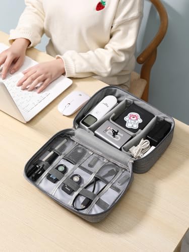 BSLVWG Travel Electronics Accessories Organiser Case,Portable Pouch Gadget Bag for 10.5'' iPad Pro,iPad air,Power Adapter Chargers,Cables,Power Bank, Mouse,Headphone,Kindle,USB Flash Drive (Gray) - Image 8
