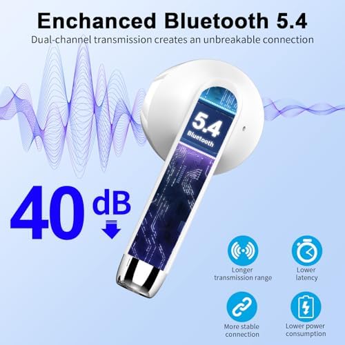 Wireless Earbuds, Bluetooth 5.4 Headphones NEW Wireless Headphones with 4 ENC Mic, 56H Bluetooth Earphones in Ear Noise Cancelling Deep Bass, Mini Ear Buds Bluetooth Earbuds IP7 Waterproof LED Display - Image 2