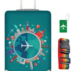 flintronic Travel Luggage Cover Elastic, Luggage Cover, Suitcase Cover, 29-32 Inch Suitcase Protective Cover, with Luggage Tag*1+Luggage Strap*1 (XL)
