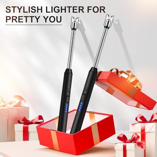 Candle Lighter, Electric BBQ Lighter Long Reach, Electronic USB C Rechargeable Lighter Flameless & Windproof, 360° Flexible Neck & LED Display for BBQ Grill, Candles, Gas Stove - Image 8