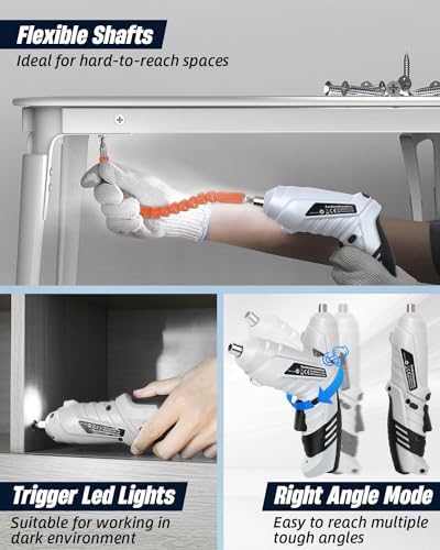 50 Piece Electric Screwdrivers Cordless, 1300mAh Cordless Screwdriver Rechargeable, 3.6V Rotatable 90 Degrees Electric Screwdriver Set for Home DIY, Gift for Man Father's Day, White - Image 5