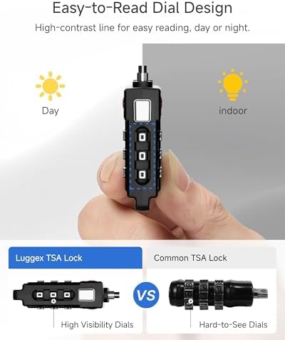 LUGGEX Suitcase Locks, Luggage Locks, TSA Approved Luggage Locks, Gift Box, Ease of Use & Durable(Black,4 Pack) | Travel Lock, Gym Lock, Gift Box, Ease of Use & Durable (Black,4) - Image 2