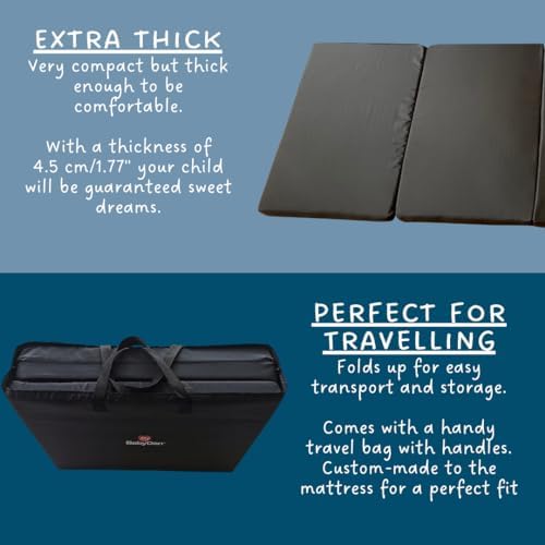 BabyDan Extra Thick Foldable Travel Cot Mattress, 60x120x4.5 cm, Black - Perfect for weekends and vacations - Image 3