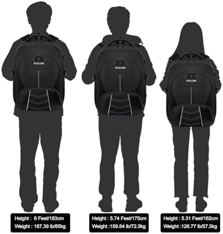Extra Large Backpack 55L,18.4 Inch Travel Laptop Work Bag with USB Charging Port Big Business Flight Approved TSA Heavy Duty Computer Rucksack for Men Women College School,Black - Image 7