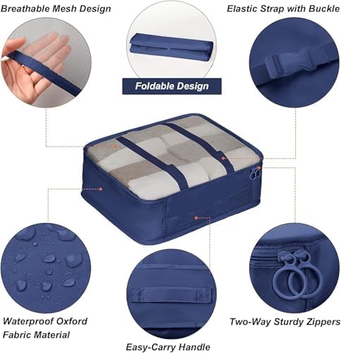 KUKLAR Packing Cubes for Suitcases Packing Cubes with Shoe Bag Clothing Bag Accessories Bags Packing Cubes for Travel Luggage Organizer Women Men(Blue), Blue, STANDARD, STANDERD - Image 3