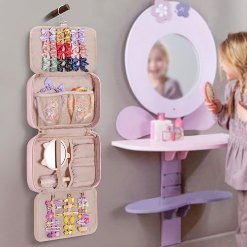 Fasrom Hair Accessories Storage Bag for Girls, Hair Bow Organizer, Hair Accessories Storage Carrying Case Pink - Image 6