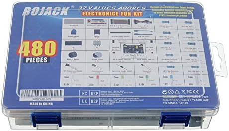 BOJACK 37 Values 480 Pcs Electronics Component Fun Kit with Power Supply Module, Jumper Wire,Precision Potentiometer,830 tie-Points Breadboard Compatible with STM32,Raspberry Pi,Arduino - Image 6